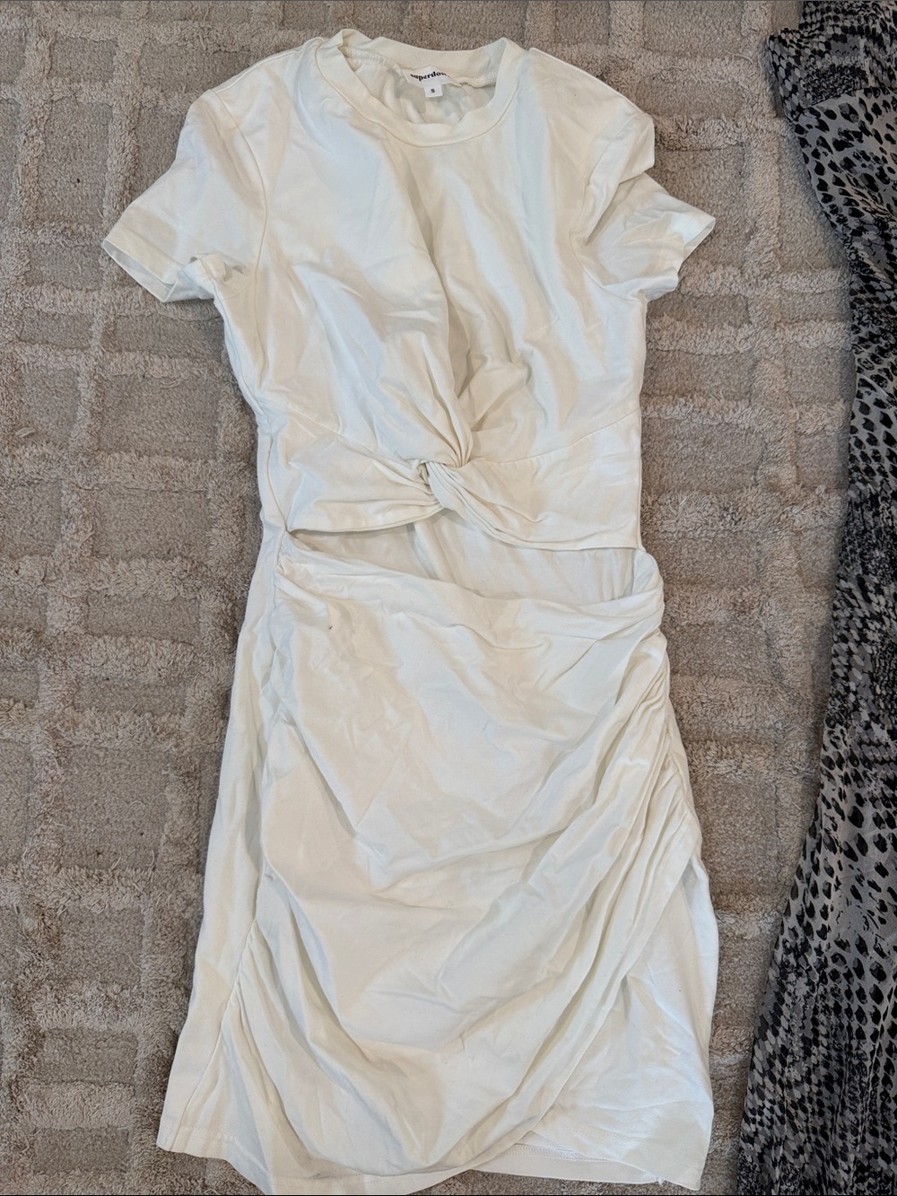 superdown Cream Knot-Front Mini Dress